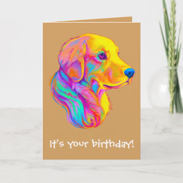 Tarjeta Golden retriever en feliz cumpleaños de los