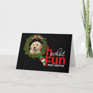 Tarjeta Golden Retriever en la corona de vacaciones