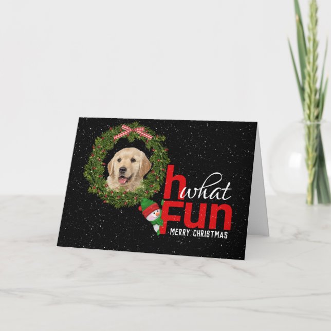 Tarjeta Golden Retriever en la corona de vacaciones (Anverso)