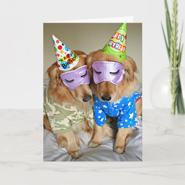Tarjeta Golden Retriever en Pajamas Birthday (Anverso)