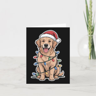 Tarjeta Golden Retriever Envuelto En Luces De Navidades