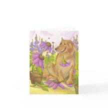 Golden retriever, flores y abejas/Notecard