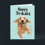 Tarjeta Golden Retriever Happy Birthday<br><div class="desc">Tarjeta de cumpleaños feliz de Golden Retriever</div>