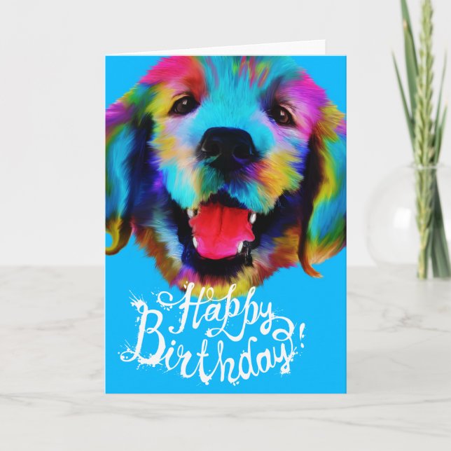 Tarjeta Golden Retriever Happy Birthday (Anverso)
