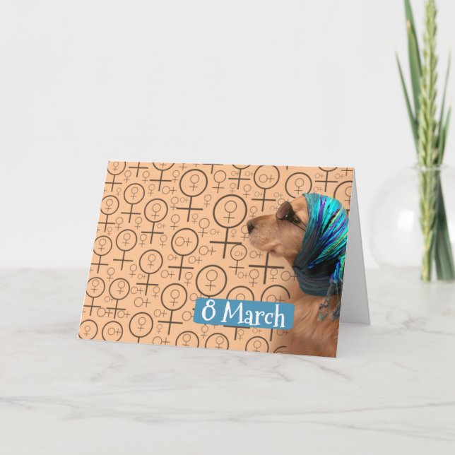 Tarjeta Golden Retriever Happy International Women's Day (Anverso)