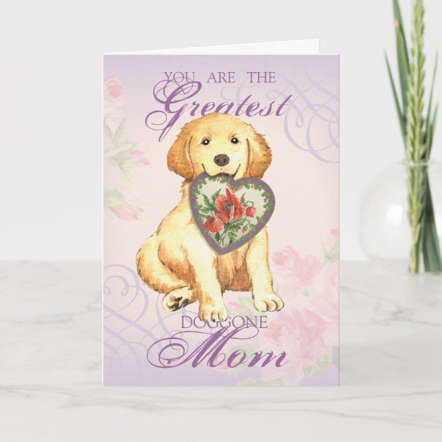 Tarjeta Golden Retriever Heart Mom (Anverso)