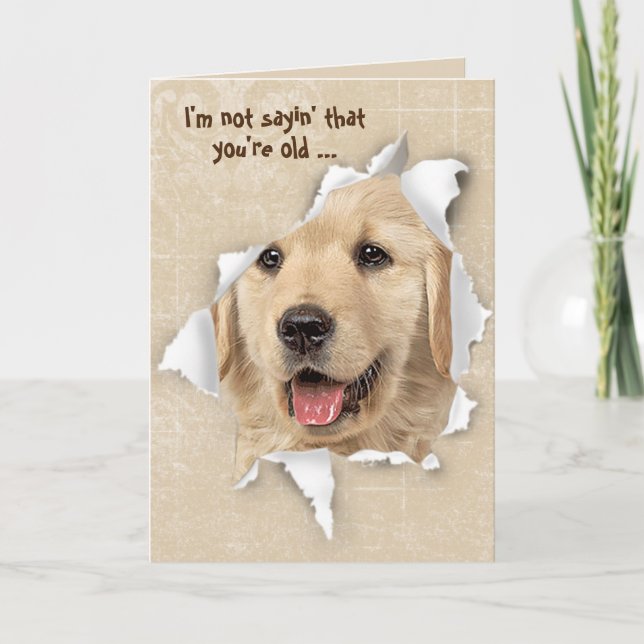 Tarjeta Golden Retriever Humor Envejeciendo (Anverso)