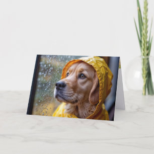 Tarjeta Golden Retriever in a Rain Slicker