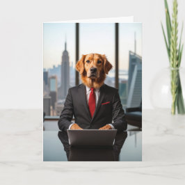 Tarjeta Golden Retriever in Business Suite para el cumplea