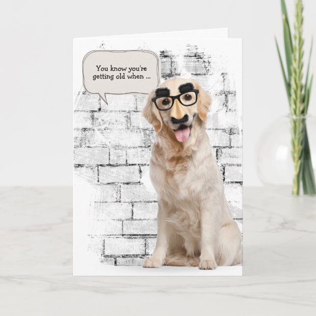 Tarjeta Golden Retriever para cumpleaños de vejez (Anverso)