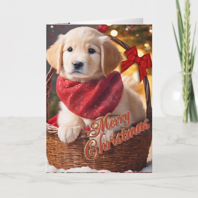 Tarjeta Golden Retriever para navidades (Anverso)