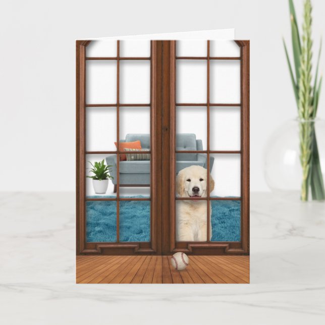 Tarjeta Golden Retriever Pensando En Ti (Anverso)