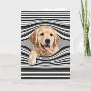 Tarjeta Golden Retriever Pensando en Ti en Agujero Abstrac