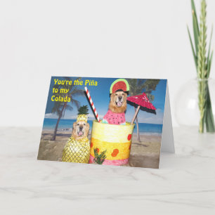 Tarjeta Golden Retriever Piña Colada Friendship