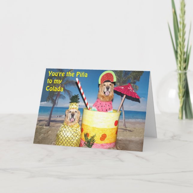 Tarjeta Golden Retriever Piña Colada Friendship (Anverso)