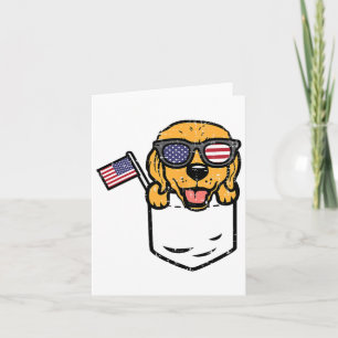 Tarjeta Golden Retriever Pocket American Eeuu 4 De Julio D