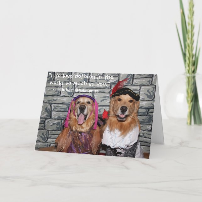 Tarjeta Golden retriever Romeo y aniversario de Juliet (Anverso)