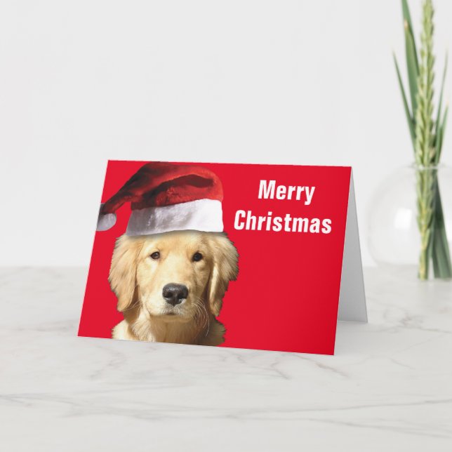 Tarjeta Golden Retriever Santa Claus (Anverso)