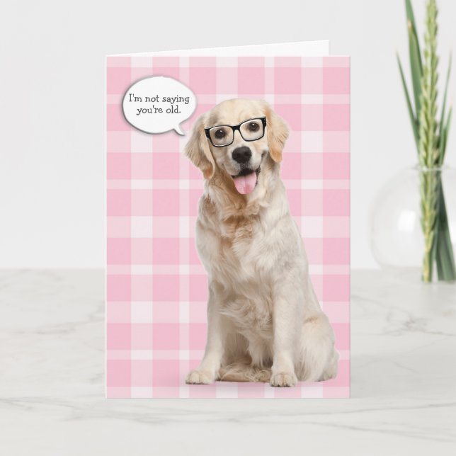 Tarjeta Golden Retriever sobre el humor de cumpleaños de p (Anverso)
