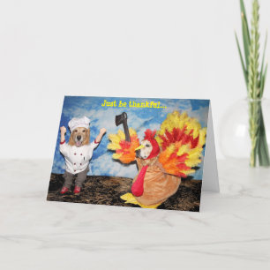 Tarjeta Golden Retriever Turkey persigue al chef gracias