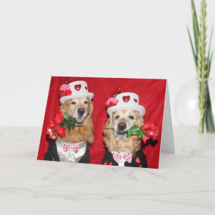 Tarjeta Golden Retriever Tuxedo Suit Valentine