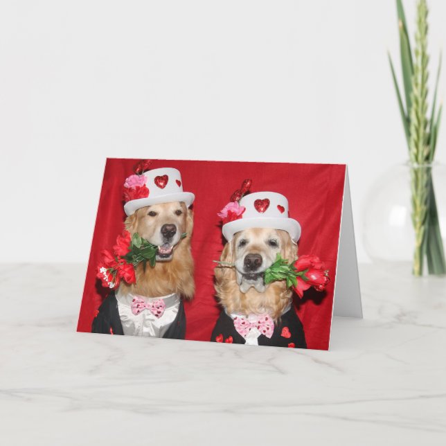 Tarjeta Golden Retriever Tuxedo Suit Valentine (Anverso)