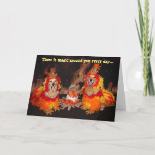 Tarjeta Golden Retriever Two Phoenixes and a Egthday