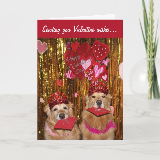 Tarjeta Golden Retriever Valentine Wings (Anverso)
