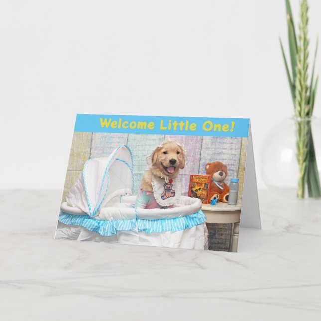 Tarjeta Golden Retriever Welcome Little One Recién nacido (Anverso)