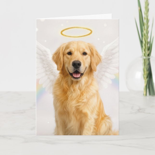 Tarjeta Golden Retriever with Angel Wings (Anverso)