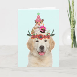 Tarjeta Golden Retriever Y Friend Cute Cumpleaños