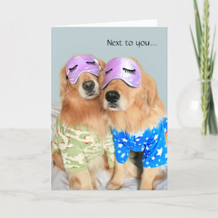 Tarjeta Golden Retrievers con Pijamas Feliz Aniversario 