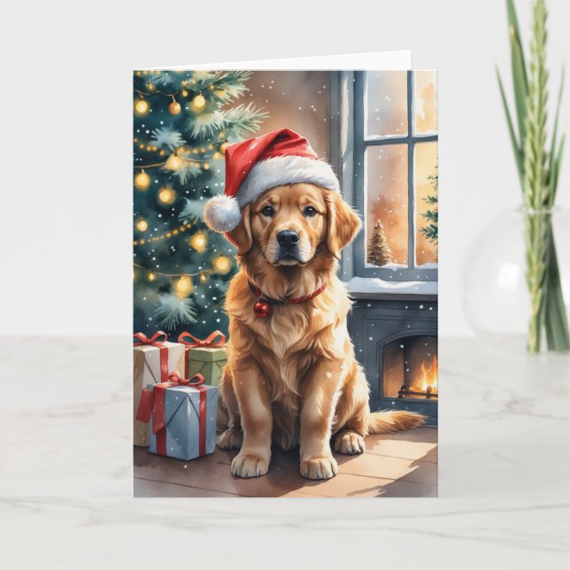 Tarjeta Golden Retripy de Navidad (Anverso)