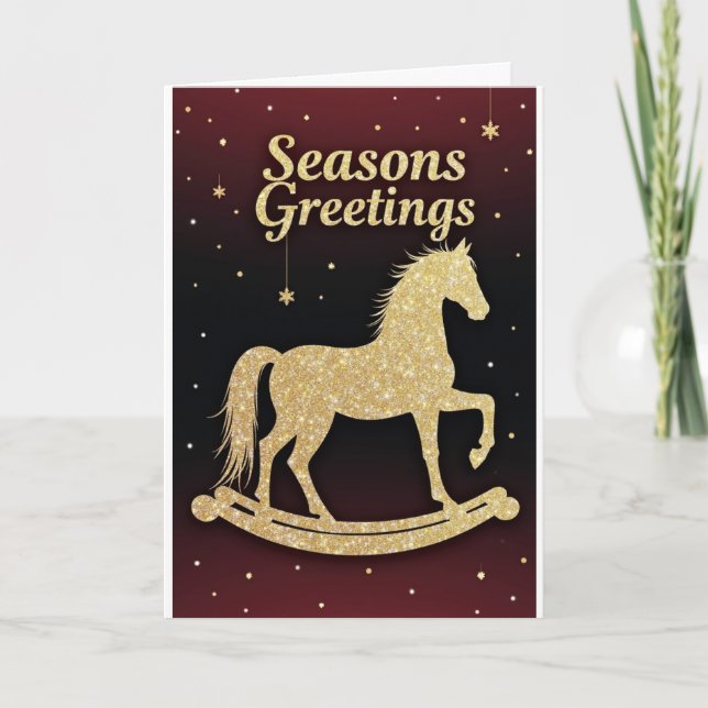 Tarjeta Golden Rocking Horse – Holiday Card (Anverso)
