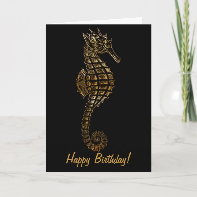 Tarjeta Golden SEA HORSE Funny Birday Card Series (Anverso)