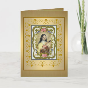 Tarjeta Golden St. Therese, la pequeña carta de saludo de 