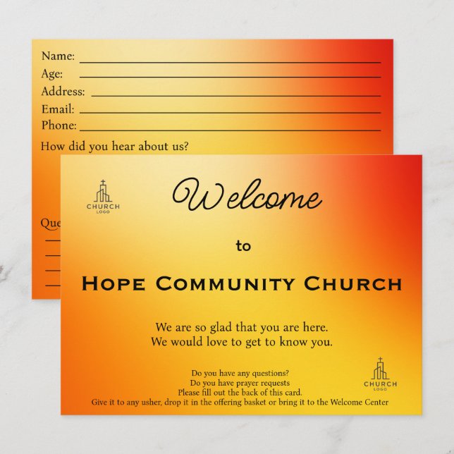 Tarjeta Golden Sunset Church Connection Card (Anverso / Reverso)
