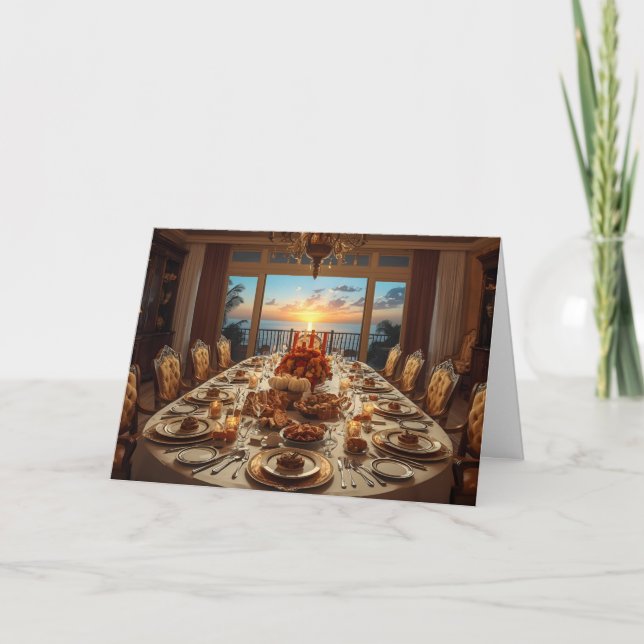 Tarjeta 🌅 Golden Sunset Gathering – Thanksgiving Card (Anverso)