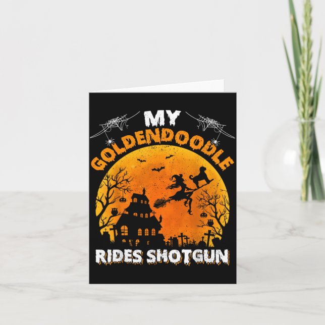 Tarjeta Goldendoodle Cabalga Disparo Goldendoodle Perro Ha (Anverso)