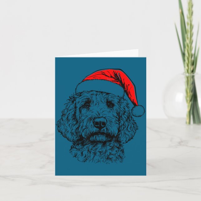 Tarjeta Goldendoodle Christmas Santa Hat Xmas Pajama Golde (Anverso)