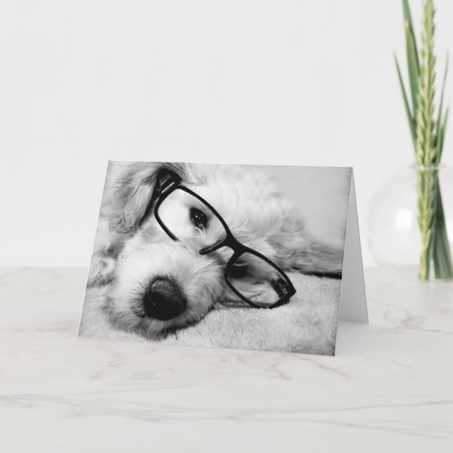 Tarjeta Goldendoodle Con Gafas (Anverso)
