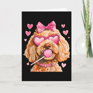 Tarjeta Goldendoodle Coquette Lazo Día de San Valentín Rag