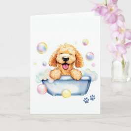 Tarjeta Goldendoodle Dog Doble Saludo