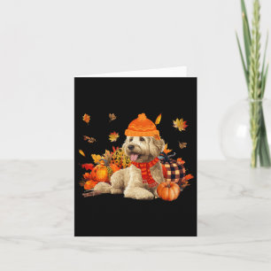 Tarjeta Goldendoodle Dog Fall Scarf Leopardo Pumpkins Autu