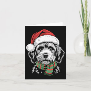 Tarjeta Goldendoodle Dog Xmas Santa Hat Scarf Navidades Co