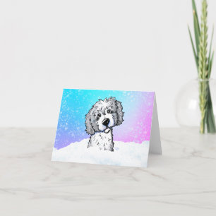 Tarjeta Goldendoodle gris y blanco