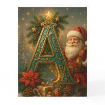 Goldenes Initial A mit Weihnachtsmann und Krone