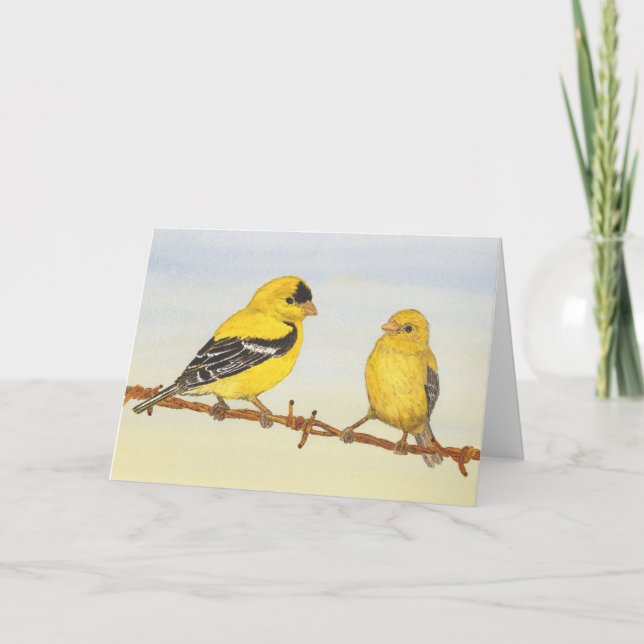 Tarjeta Goldfinches en amor (Anverso)
