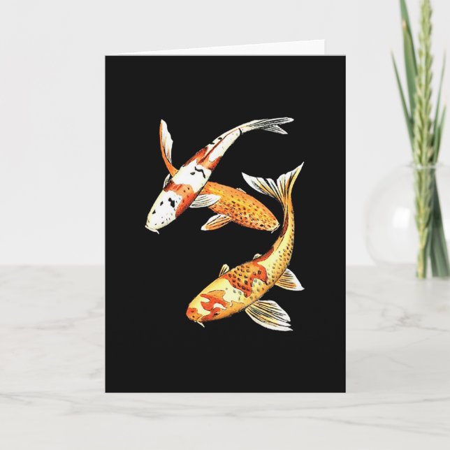 Tarjeta Goldfish de Koi del japonés en negro (Anverso)