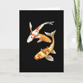 Tarjeta Goldfish de Koi del japonés en negro